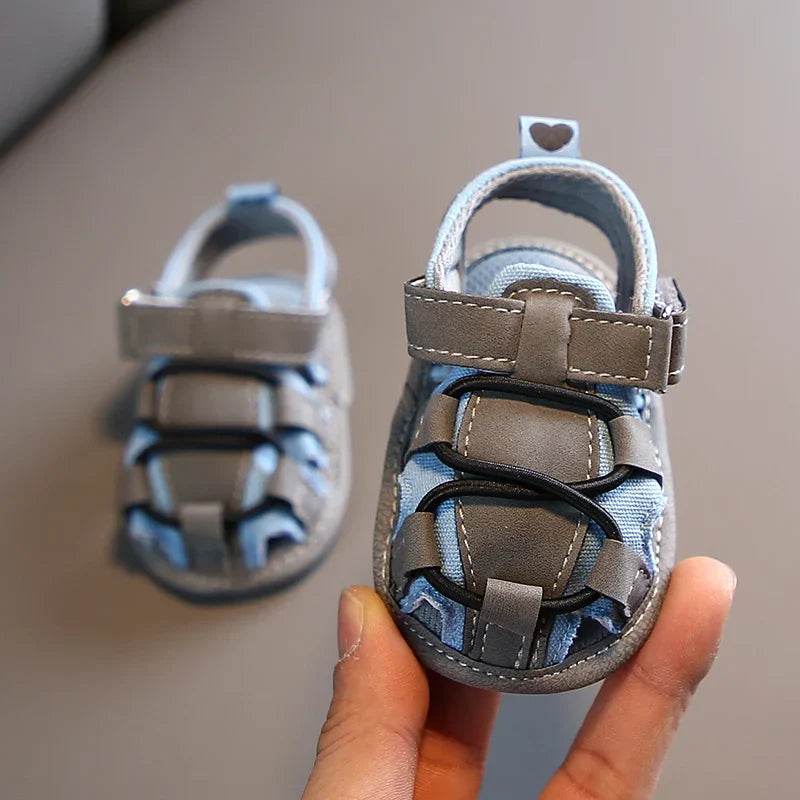 VALEN SINA Summer New Kids Newborn Baby Boys Fashion Summer Soft Crib Shoes First Walker Anti Slip Baotou Sandals Shoe