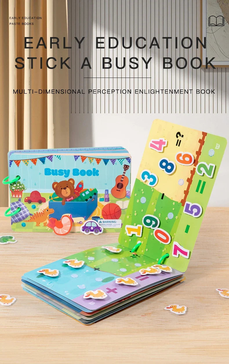 1pc Enlightenment Busy Book Paper Pasting Book Operation Board Baby Learning Children's Quiet Picture Books