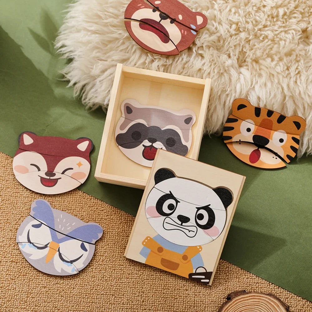 3D Wooden Jigsaw Puzzles for Children Cartoon Animal Hand eye coordination game Baby Educational Puzzles Toy Baby puzzle gift