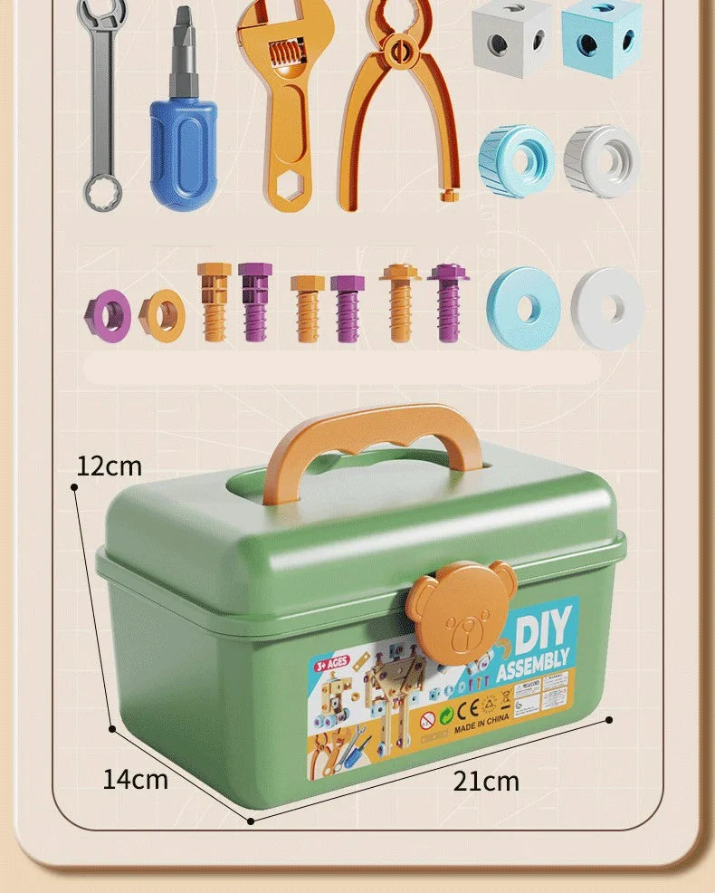 DIY Nut Hand Disassembly Assembly Puzzle Simulated Screwing Toolbox Early Educational Kids Toy Shape Insert Blocks Toys For Boys