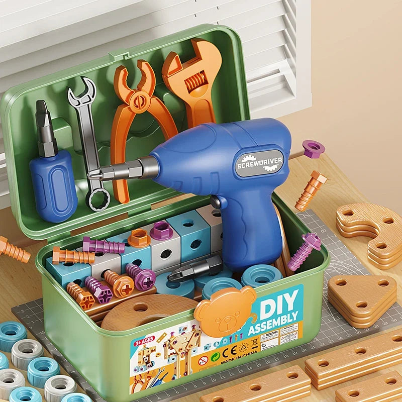 DIY Nut Hand Disassembly Assembly Puzzle Simulated Screwing Toolbox Early Educational Kids Toy Shape Insert Blocks Toys For Boys