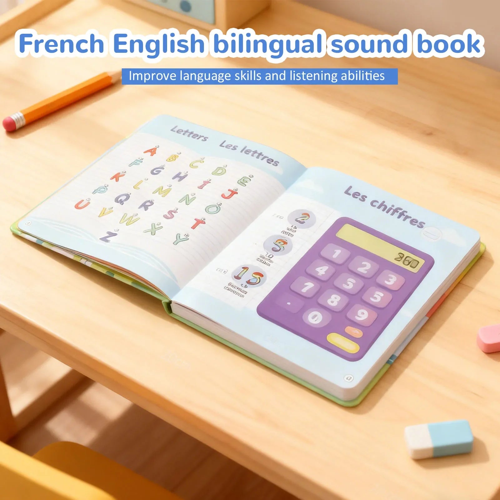 French English Bilingual Sound Book Early Learning Interactive Sound Book Educational  for Children Ages 3-8 Sound Book