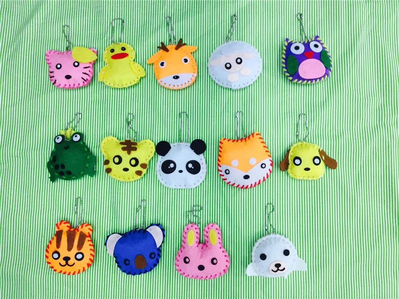 5Pcs Non-woven Fabric Animal Pink Bag Keychain DIY Handmade Toys Children Kids Birthday Party Ornaments Arts Crafts Kits Gifts