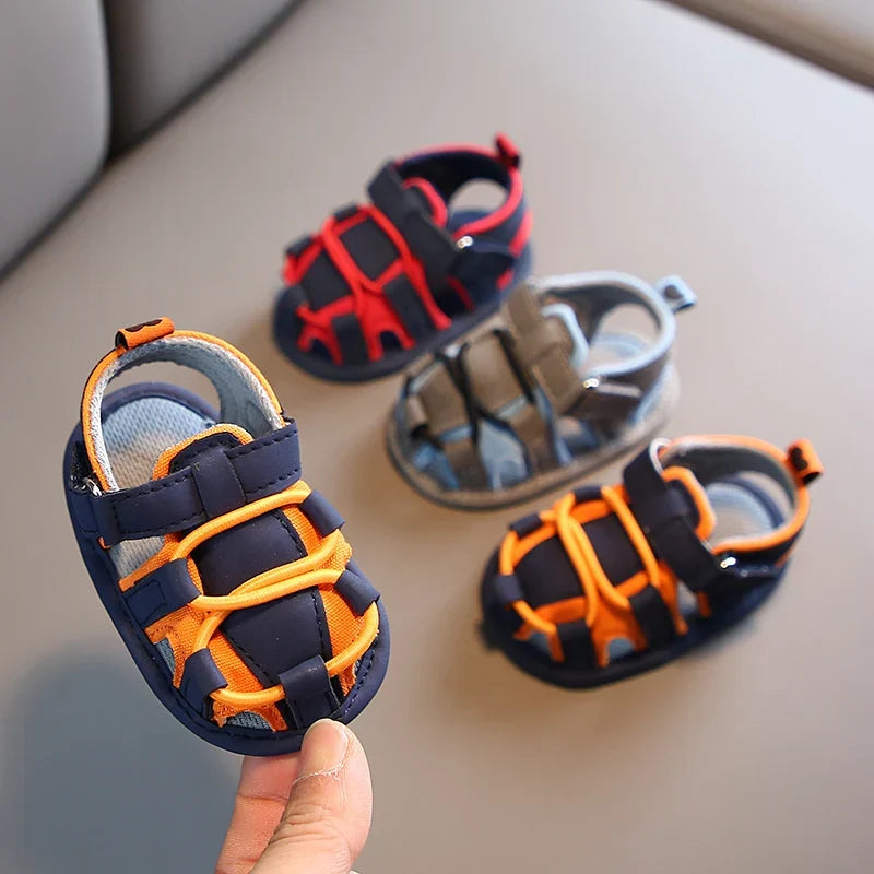 VALEN SINA Summer New Kids Newborn Baby Boys Fashion Summer Soft Crib Shoes First Walker Anti Slip Baotou Sandals Shoe