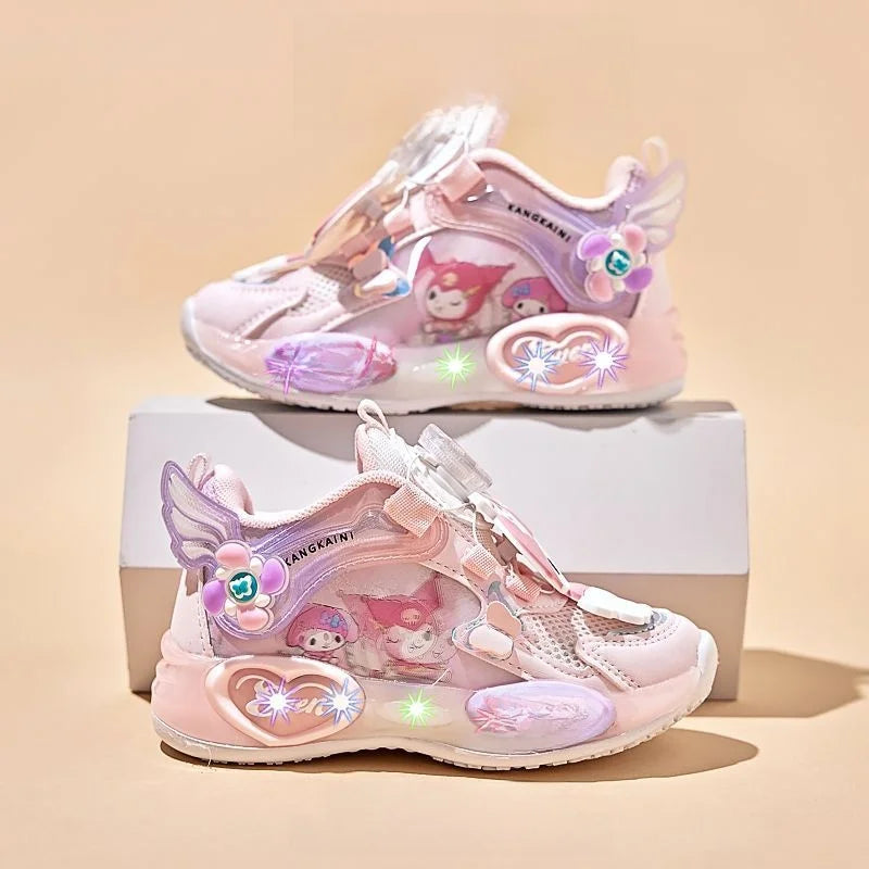 Kids'Casual Shoes Sneakers Mesh For Girls Cartoon My Melody Breathable Anti-slip Soft Bottom Pruple Pink Size 26-35