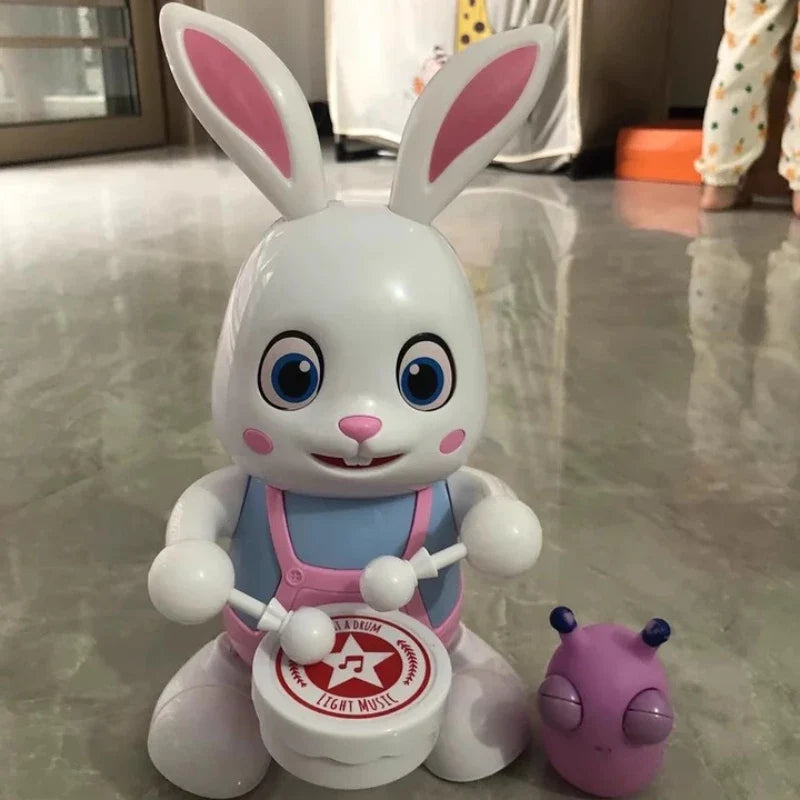 Robot Rabbit Dancing Sing Song Electronic Music Animal Beat Drum With LED Cute Desktop Model Toy Children Birthday Gift
