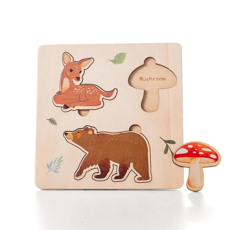 Baby Toys Montessori Wooden Puzzles Toys Cartoon Animal Shape Tangram Jigsaw Block Toys Kids Cognition Learning Educational Toys