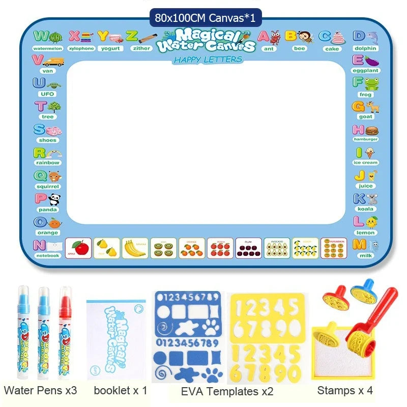 100x80CM Magic Water Drawing Doodle Mat With Reusable Magic Pens Coloring Painting Board Montessori Educational Toys Kids Gifts