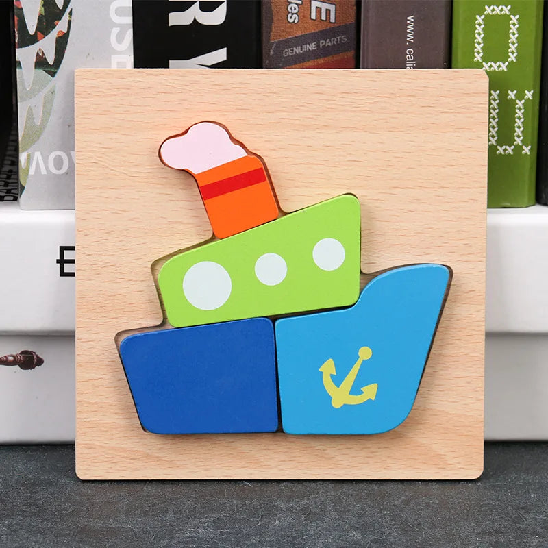 Baby High Quality 3D Wooden Puzzles Educational Cartoon Animals Early Learning Intelligence Puzzle Game Toys for Children