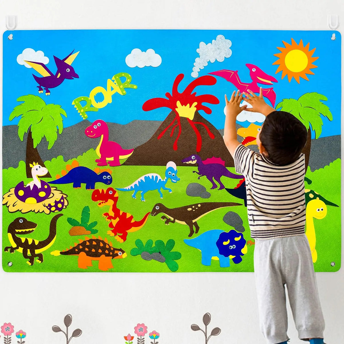 Zoom Animal Felt Story Board Montessori Early Learning Toy Themed Storytelling Flannel Toys Interactive Game Wall Hanging Gifts