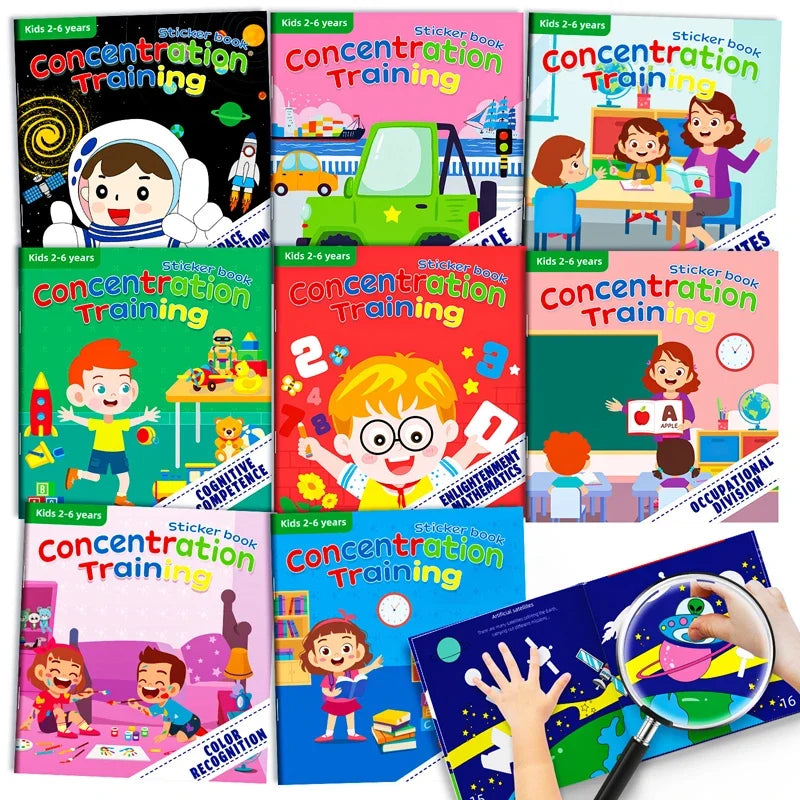 Children's Reusable Stickers Books Cartoon Stationery Stickers for Kids Early Education Cartoon Cute Stickers for Children Gift