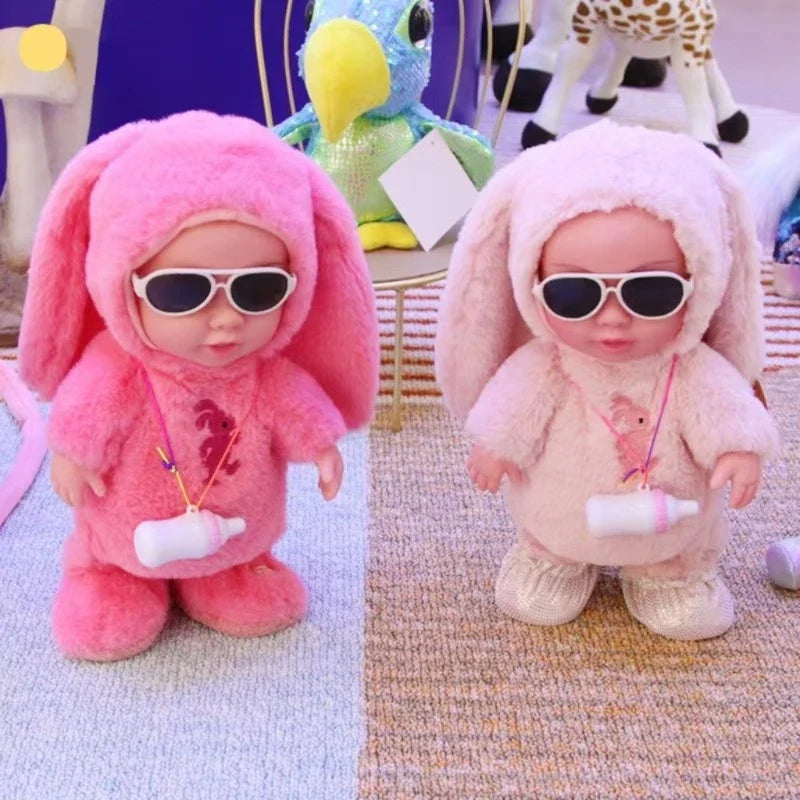 HYRAX Children's Electric Plush Baby Doll with Milk Bottle Can Sing Dance Walk Talk And Mimic Rechargeable Toy For Girls