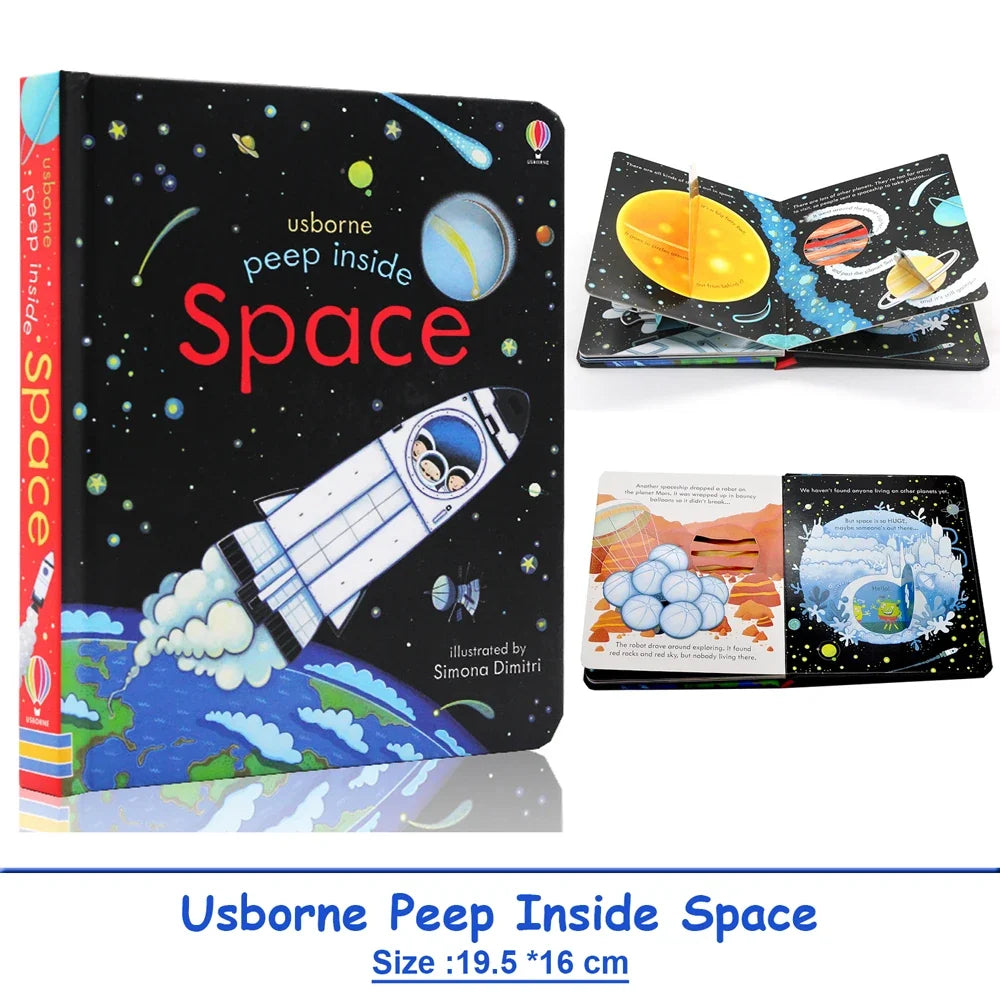 Usborne Peep Inside Space Educational English Picture Book for Kids Baby Bedtime Reading Planet 3D Flap Board Books