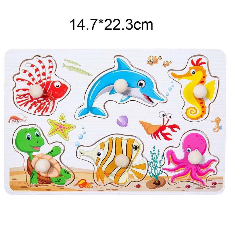 Montessori Toy Wooden Building Block Early Learning Educational Toy Color Shape Match Kids Puzzle Toys For Children Boys Girls