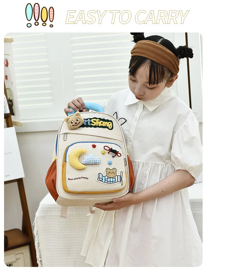 Cute School Bag for Girls Adorable Cartoon Bear Backpack Toddler Kids Backpack Lightweight Kindergarten Boys Children's Bag Gift