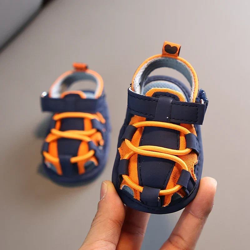 VALEN SINA Summer New Kids Newborn Baby Boys Fashion Summer Soft Crib Shoes First Walker Anti Slip Baotou Sandals Shoe