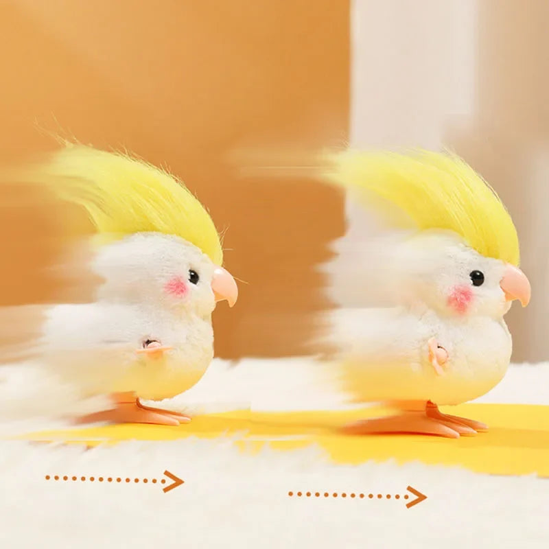 New Cute Jumping Parrot Chick Clockwork Toy Walking Simulation Plush Wind Up Vintage Toys for Kids 2 To 4 Years Old Toys Gift