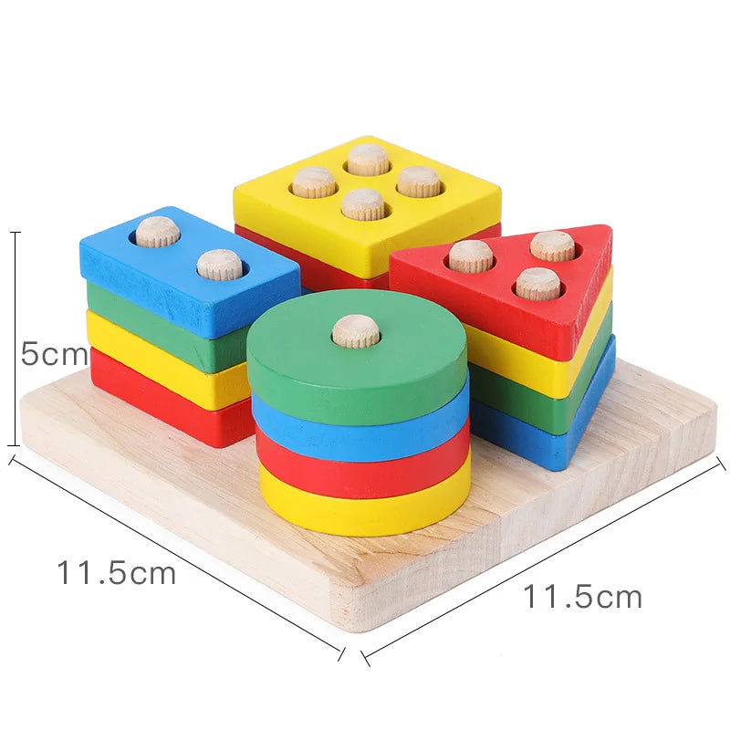 Children Wooden Toys Shape Matching Kids Montessori Early Education Toy Clock Rainbow Tower Caterpillar Around Beads Gifts TMZ