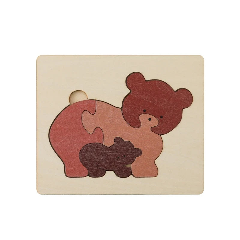 Baby Toys Montessori Wooden Puzzles Toys Cartoon Animal Shape Tangram Jigsaw Block Toys Kids Cognition Learning Educational Toys