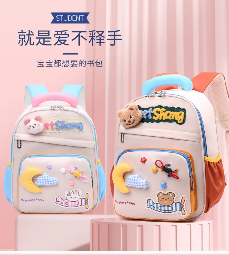 Cute School Bag for Girls Adorable Cartoon Bear Backpack Toddler Kids Backpack Lightweight Kindergarten Boys Children's Bag Gift