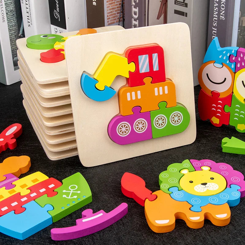 Wooden 3D Puzzle for Kids Montessori Educational Toys Baby Learning Toys Brain Development Puzzle Board Childrens Early Learning