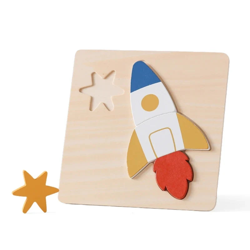 Baby Toys Montessori Wooden Puzzles Toys Cartoon Animal Shape Tangram Jigsaw Block Toys Kids Cognition Learning Educational Toys
