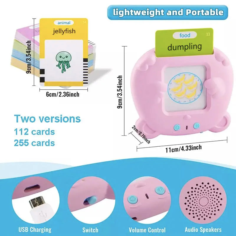 Learning English Flash Cards Machine Electronic Audio Book Toy Montessori Educational Toy for Children Christmas Gift 2026 New