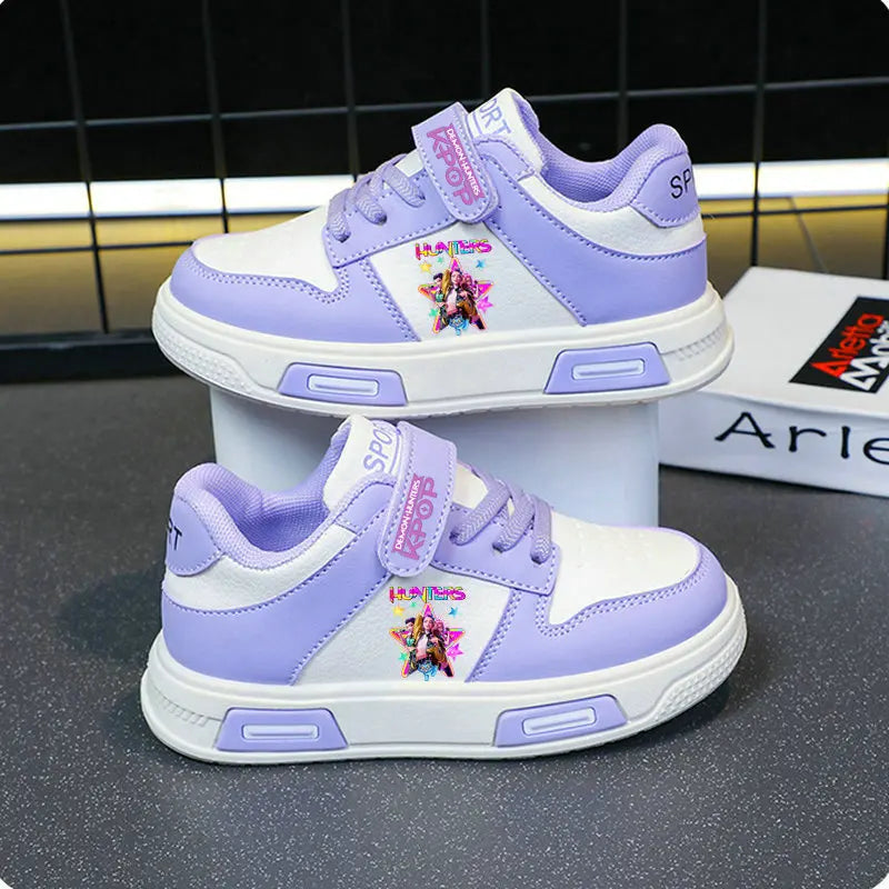 Kpop Demon Hunters Kids shoes Children Sneakers For Girls Shoe Autumn White Shoe Casual Running Shoe Anti Slip Soft Sole Tenis