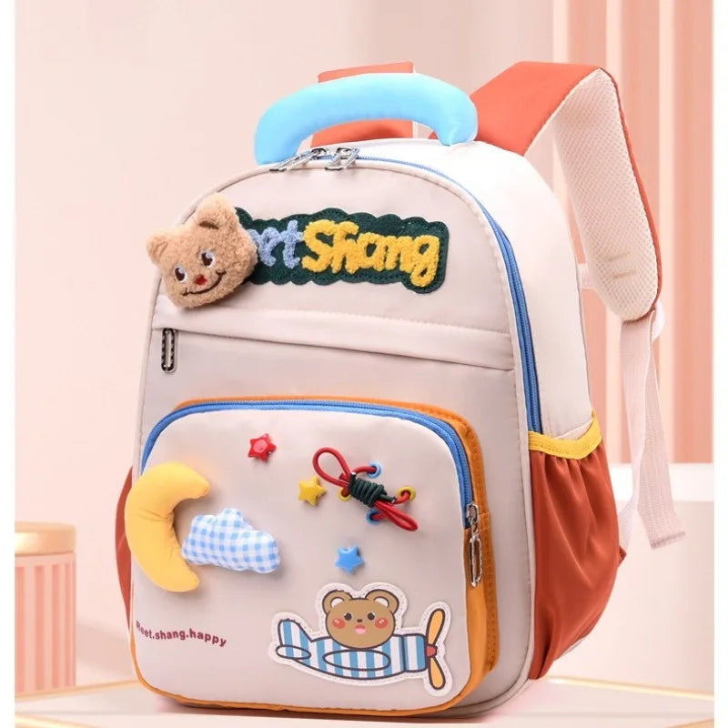 Cute School Bag for Girls Adorable Cartoon Bear Backpack Toddler Kids Backpack Lightweight Kindergarten Boys Children's Bag Gift