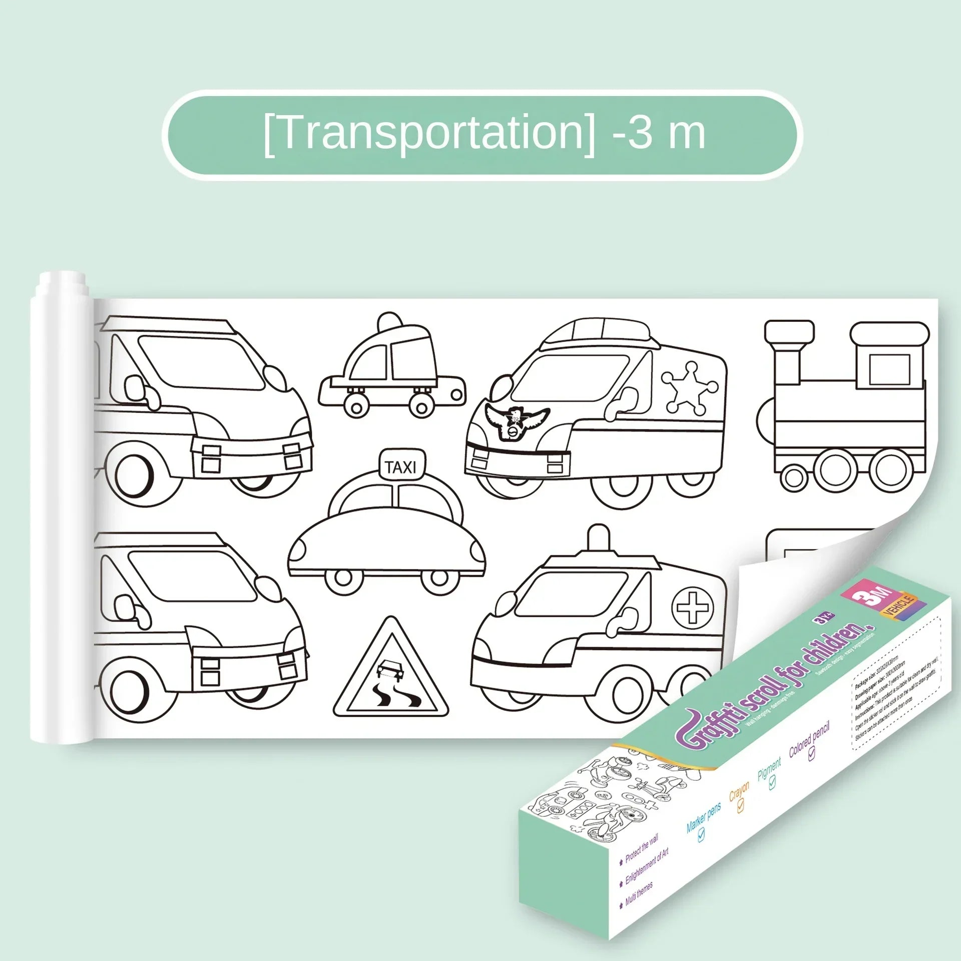 Kids Coloring Paper Roll Sticky DIY Drawing Graffiti Art Color Filling Educational Toys for Children Wall Floor Painting Gifts