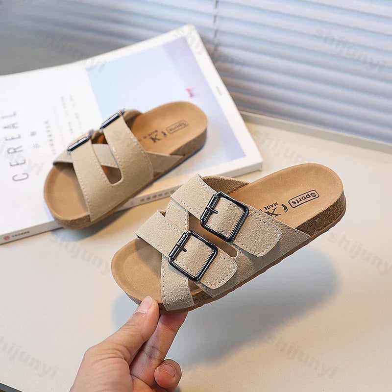 Children's Slippers 2025 Summer New Comfortable Non Slip Outdoor Fashion Boys Slippers Buckle Indoor Girls Kids Large Size 26-36
