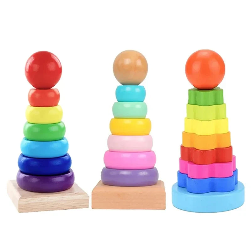 Children Wooden Toys Shape Matching Kids Montessori Early Education Toy Clock Rainbow Tower Caterpillar Around Beads Gifts TMZ