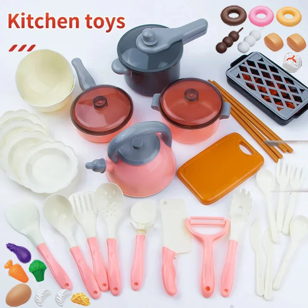Kids Kitchen Toys Set 92/69/59 PCS Play Kitchen Accessories Kit with Play Pots Pretend Food Cooking Toy Toddler Girls Boy Gift