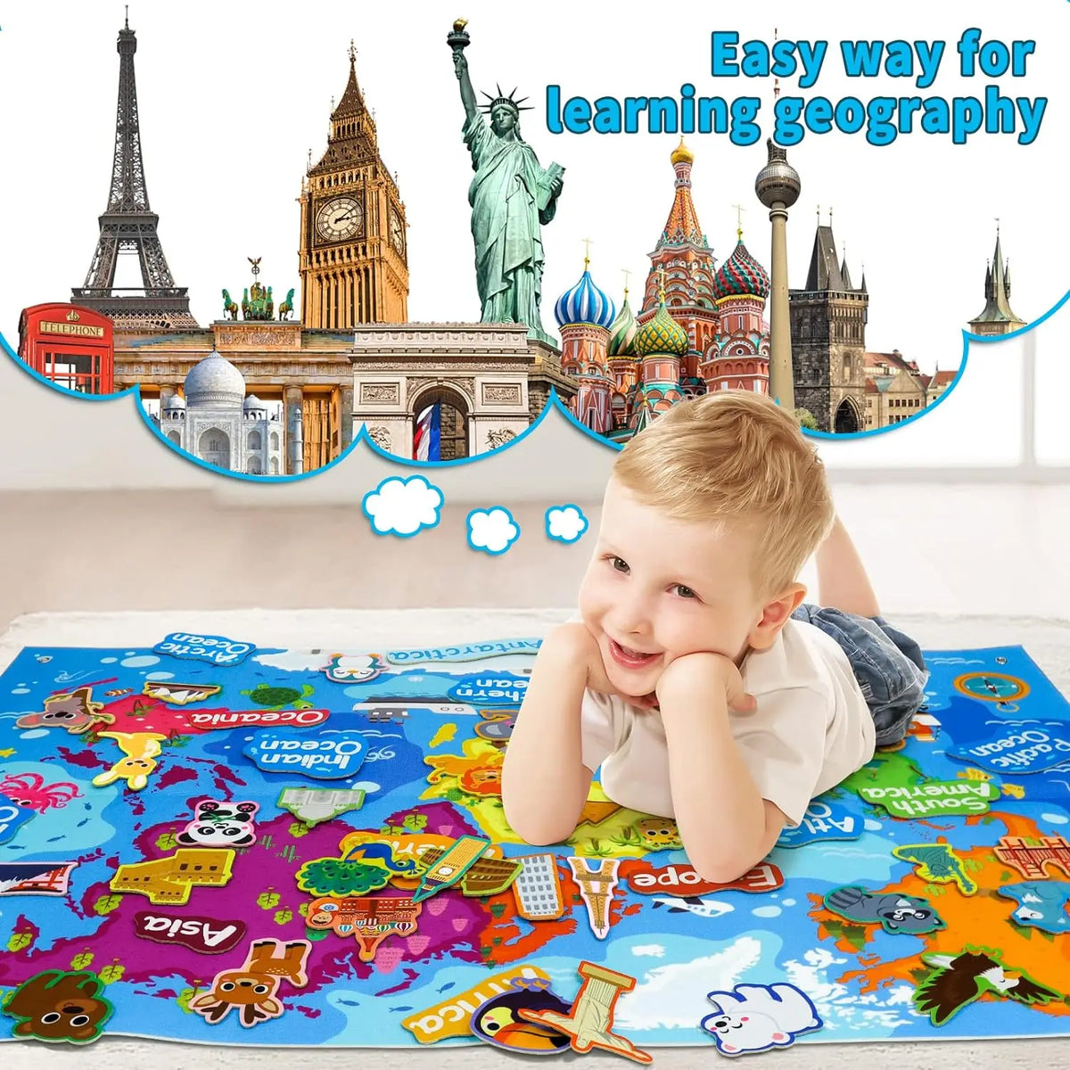 Zoom Animal Felt Story Board Montessori Early Learning Toy Themed Storytelling Flannel Toys Interactive Game Wall Hanging Gifts