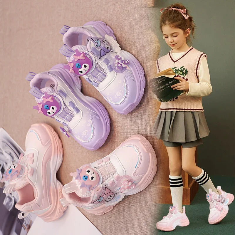 Princess-Themed Spring 2025 Children's Sports Shoes For Girls With Illuminating Buttons Breathable Design For School Campus