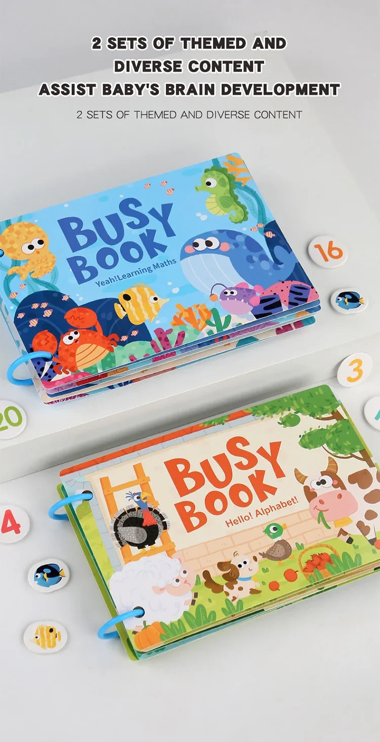 Early Education Puzzle Enlightenment Busy Book, Multiple Themes of Cognitive Tear-Off Toy Book, Early Development of Concentration and Hand-Eye Coordination