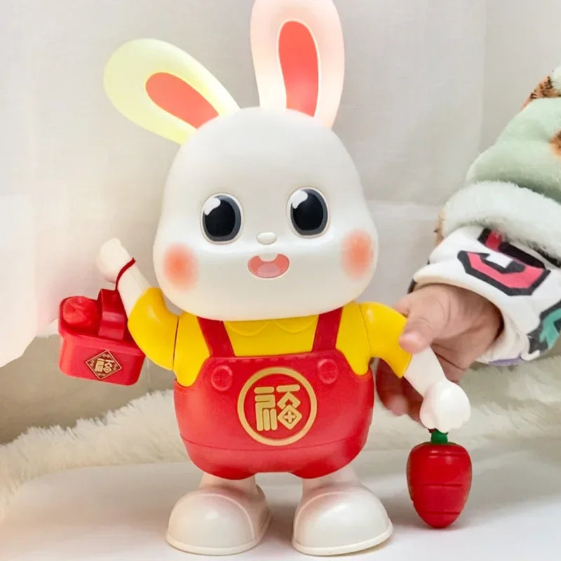 Electric Dancing Little Fu Rabbit TikTok Same Style Robot Light Music Children's Educational Luminous Toys