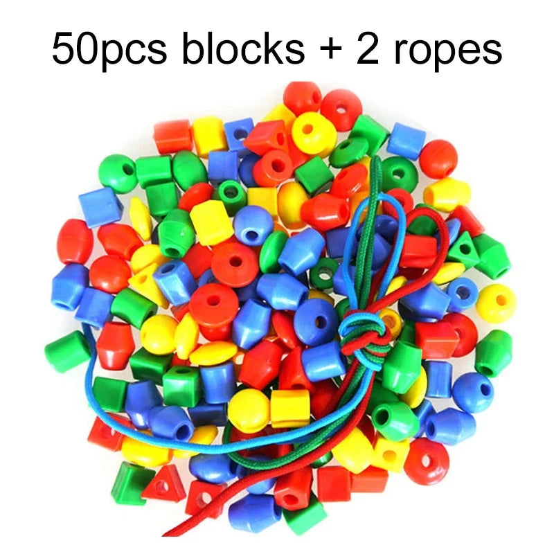 Montessori Toys Educational Toy For Children Early Learning Geometric Blocks Threading Buttons Teaching Aids Brain-training TMZ