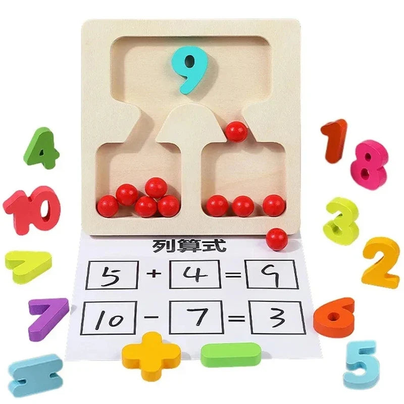 Montessori Math Wooden Toy Addition Subtraction Teaching Aids Preschool Learning Education Toy Color Bead Sorting Board For Kids