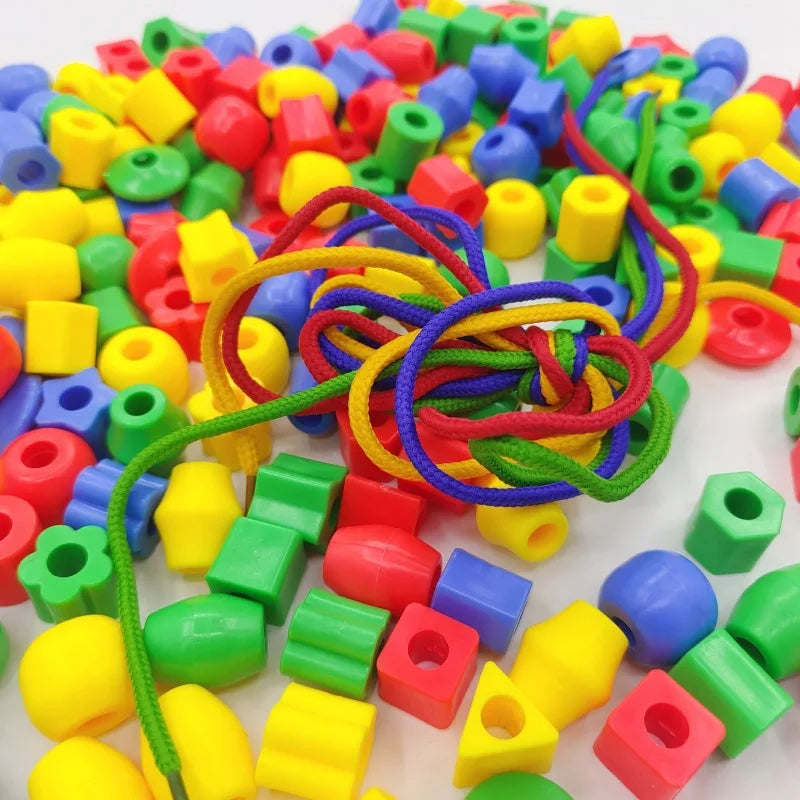 Montessori Toys Educational Toy For Children Early Learning Geometric Blocks Threading Buttons Teaching Aids Brain-training TMZ