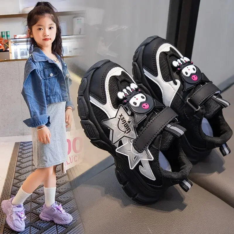 Sanrio Kuromi cute girls breathable, lightweight, comfortable and non-slip cartoon spring and autumn sports mesh running shoes