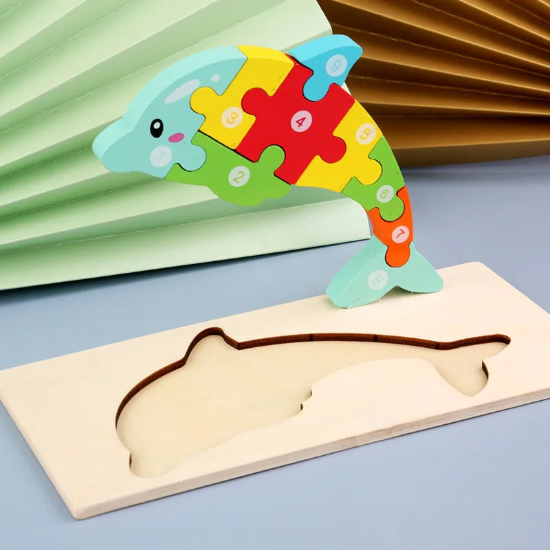 Wooden Baby 3d Puzzles For Kids Child Montessori Toys Dinosaur Animal Wooden Puzzle Game Educational Toys For Children P407