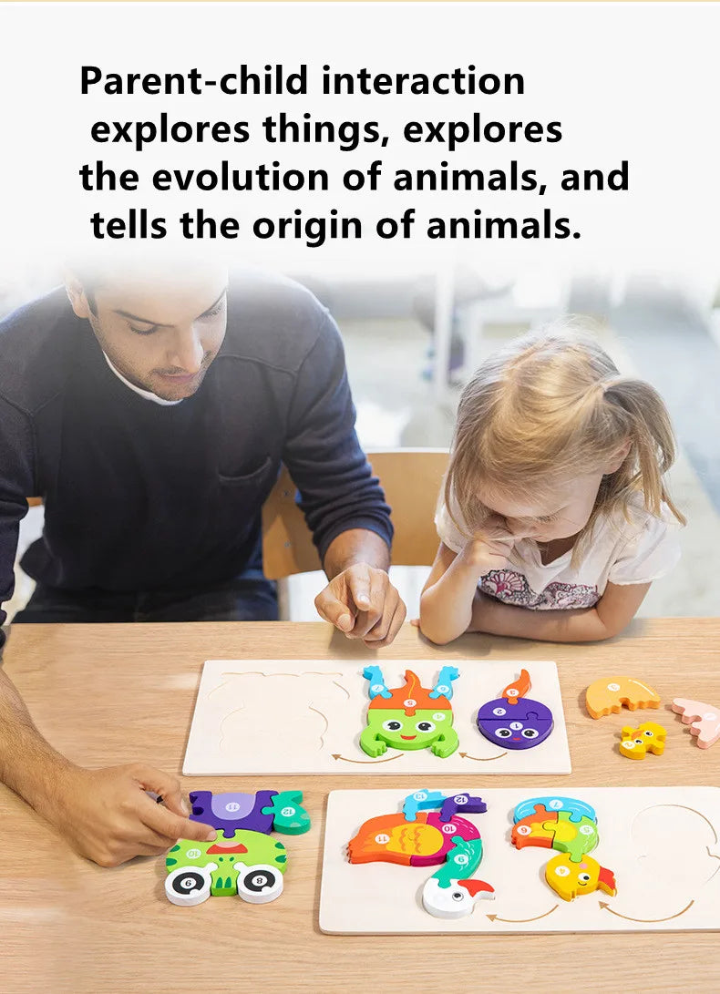 Baby Toy Wooden 3D Puzzle Toys Life cycle puzzle Cartoon Jigsaw For Children Baby Early Education Intelligence for Kids
