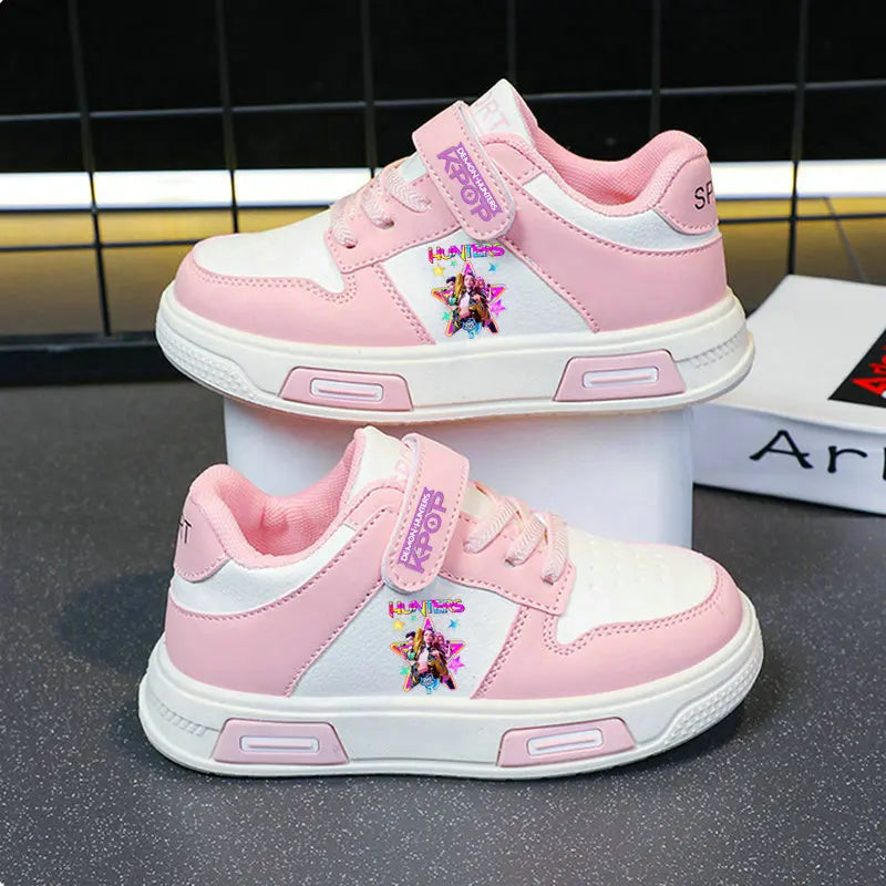 Kpop Demon Hunters Kids shoes Children Sneakers For Girls Shoe Autumn White Shoe Casual Running Shoe Anti Slip Soft Sole Tenis