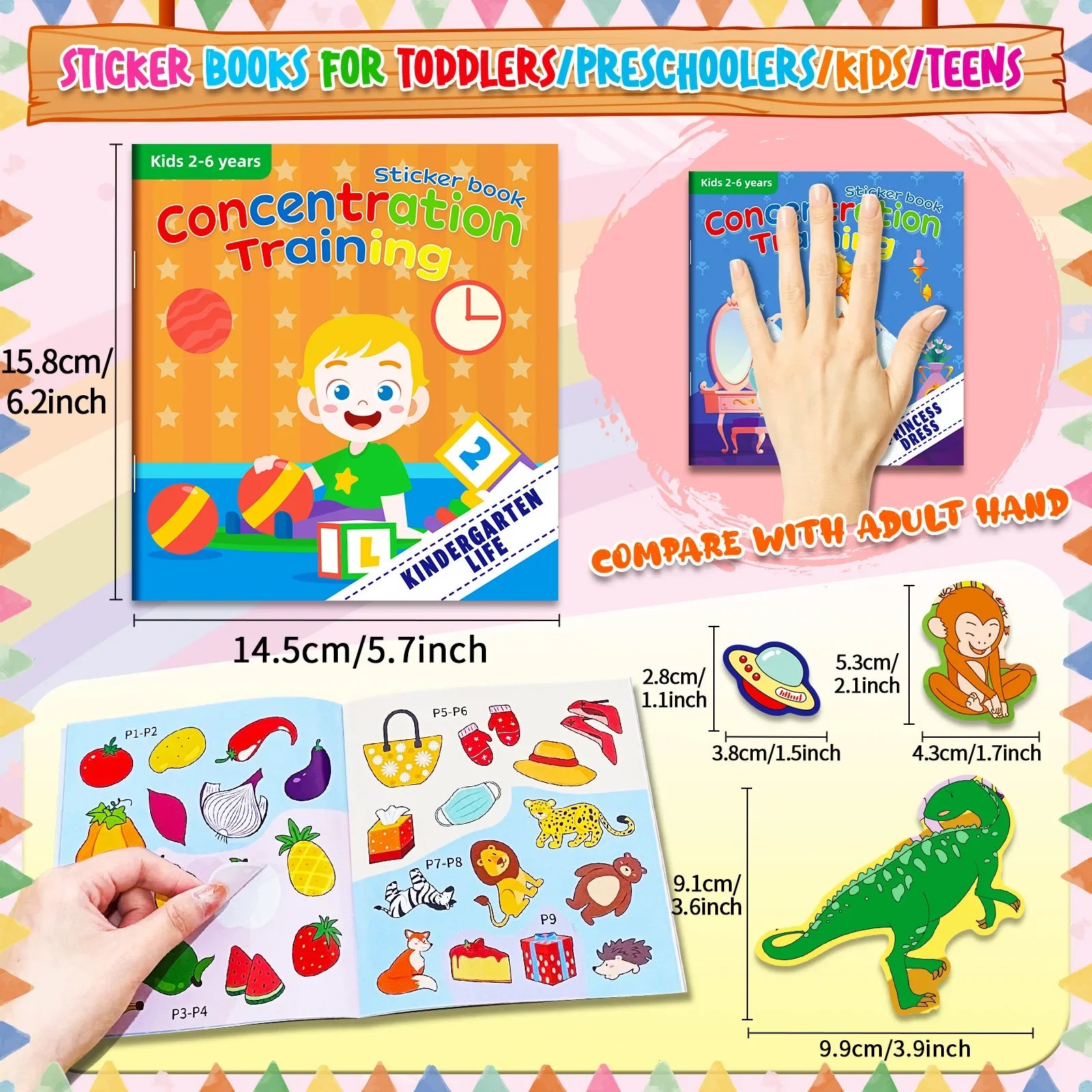 Cognitive Game Kawaii Sticker Book Educational DIY Hand-on Puzzle Cartoon Animals Life Skill Learning Toddler Toys For Kids