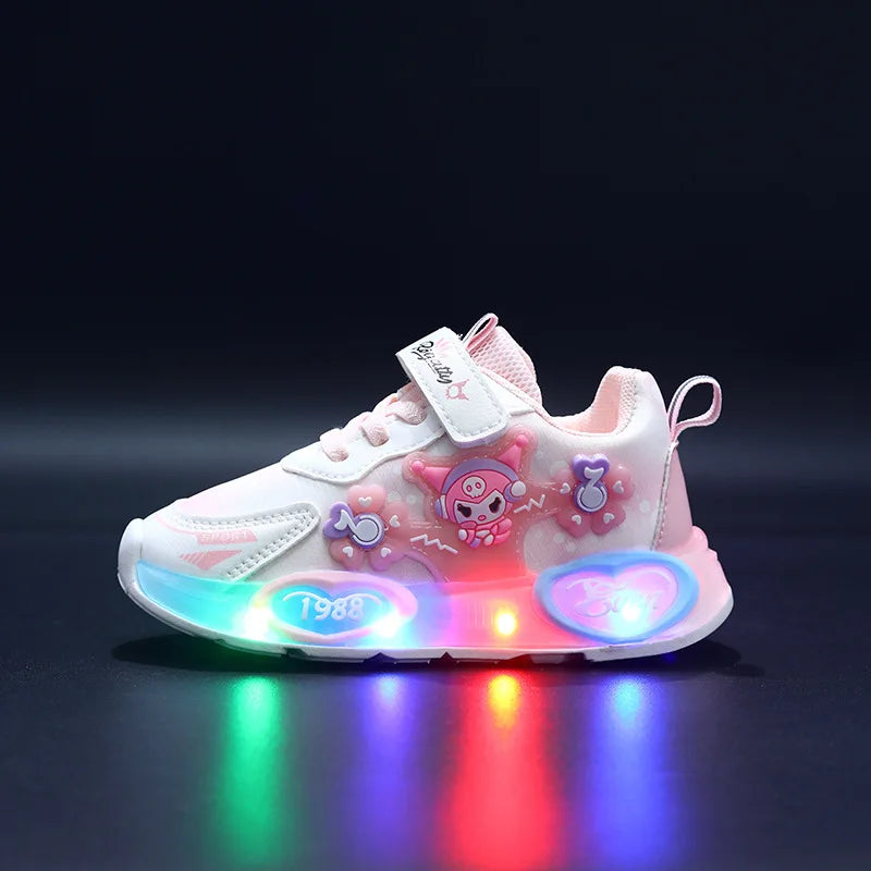 2025 Frozen Princess New Infant Tennis LED Colorful Lighted Girls Sneakers Classic Glowing Lovely Baby Casual Shoes Toddlers