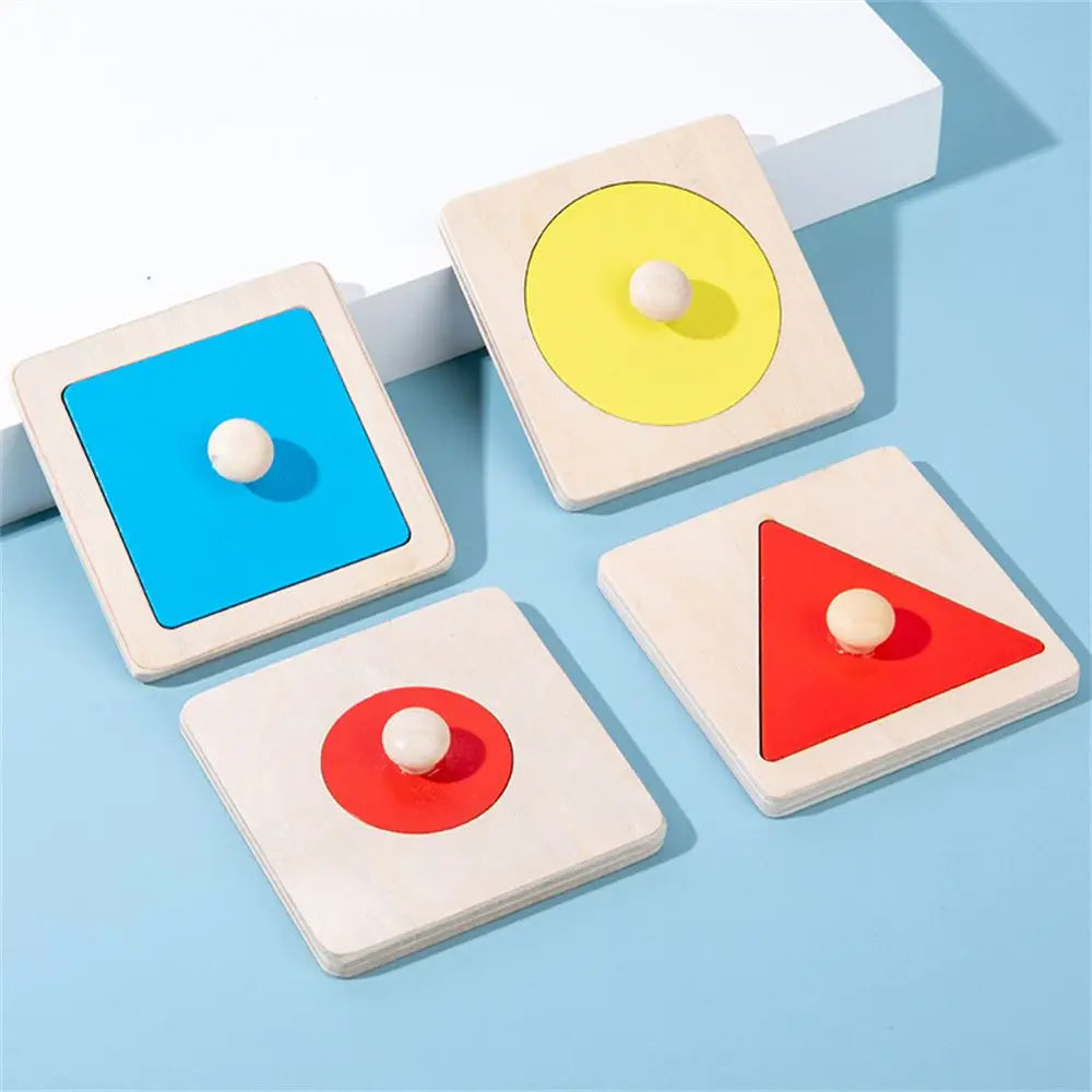 Wooden Sensory Tactile Multiple Color Pegboard Geometric Shape Matching Toy Puzzle Board Knob Panel