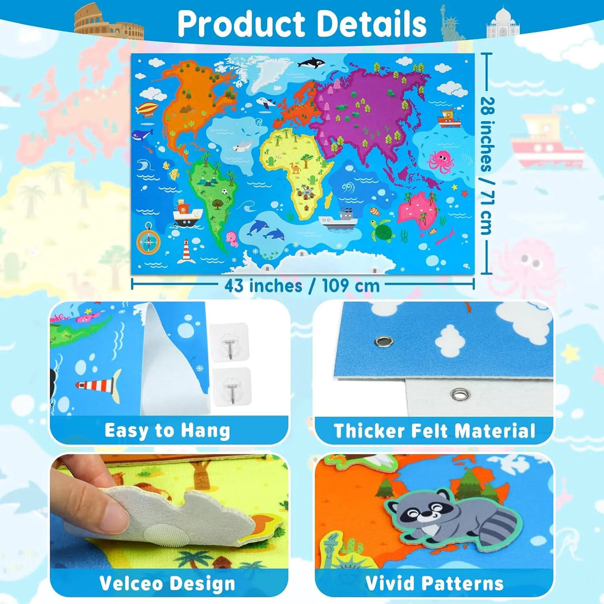 Zoom Animal Felt Story Board Montessori Early Learning Toy Themed Storytelling Flannel Toys Interactive Game Wall Hanging Gifts