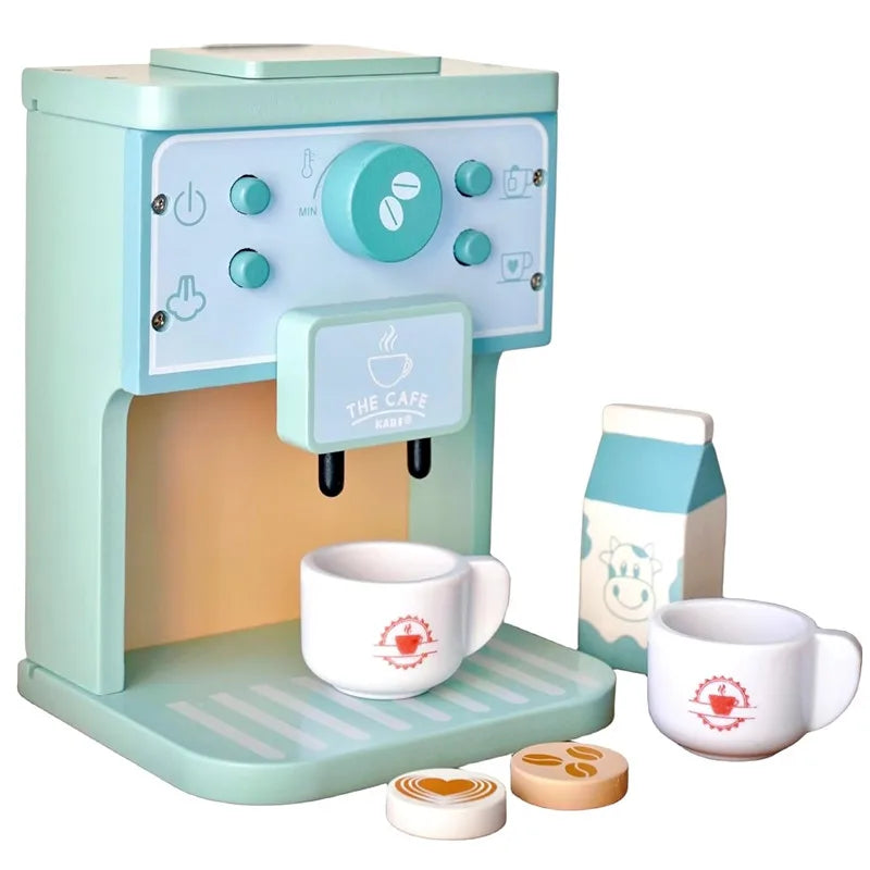 Wooden Pretend Play Kitchen Toys Coffee Machine Mixer Ice Cream Cake Toy Kids Play Food Teapot Cup Tea Set for Boys Girls Gifts