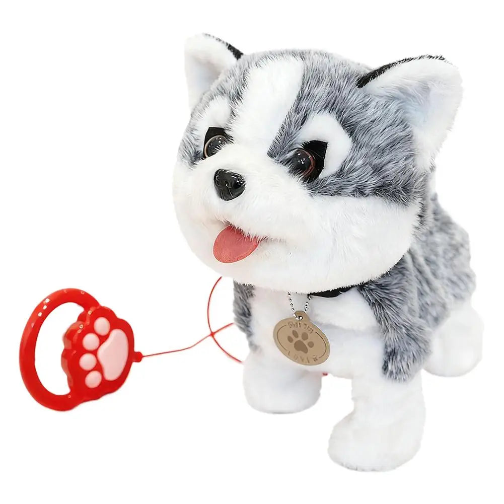 Interactive Plush Pet Toy with Walking Tail Wagging Voice Mimicry Touch Sensitive Remote Control Leash for Kids Gift